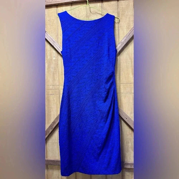Cache Dresses & Skirts - Designer Cache Royal Blue Sheath Embossed Dress size large